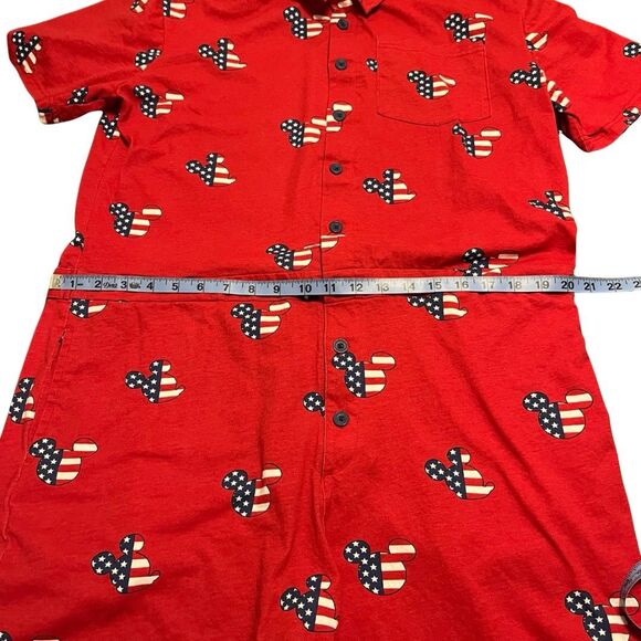 Disney Size XL Americana Patriotic Romper Mickey Mouse Jumpsuit Red 100% Cotton - Picture 6 of 12